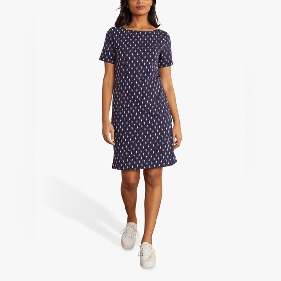 Boden Darcey Paisley Jersey Mini Dress Navy Blue Women’s 8 Tshirt dress printed - Picture 1 of 11